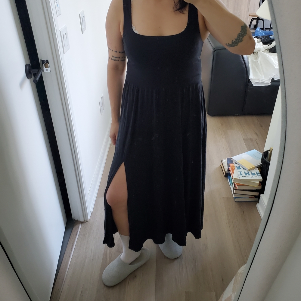 Wilfred Black Maxi Dress with Side Slit